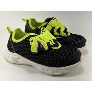 Carters Boys Dinosaur Shoes T-Rex Light Up Shoes Sz 10 Slip On Hook & Loop Green